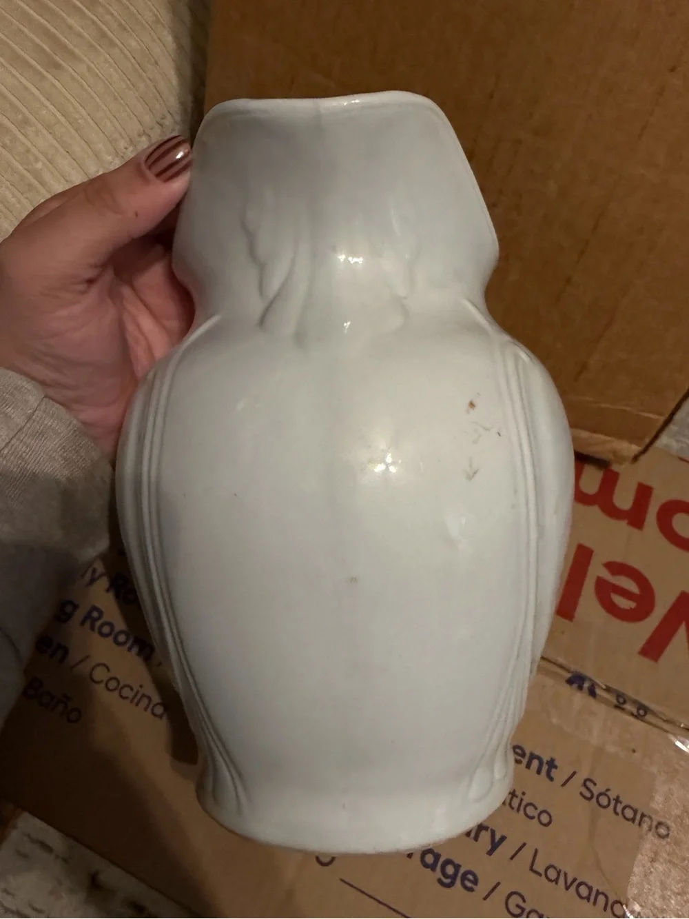 Vintage White Ornate Pitcher